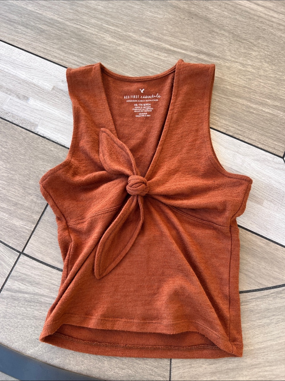 Rust Tie-Front Tank Top